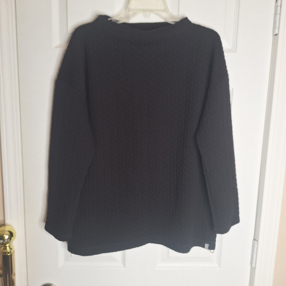 Talbots Black Textured Sweatshirt Size Large